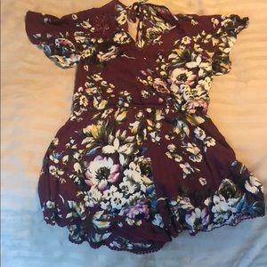 Purple romper with Lace Detail-open back &front